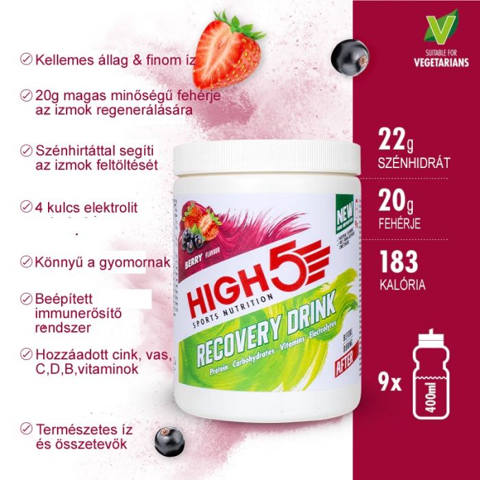 High5 Recovery Drink Nyrigymlcs 450g (9 adag)